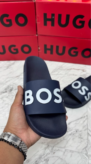 SANDALIAS BOSS AZUL MARINO LOGO BLANCO 3D