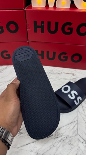 SANDALIAS BOSS AZUL MARINO LOGO BLANCO 3D