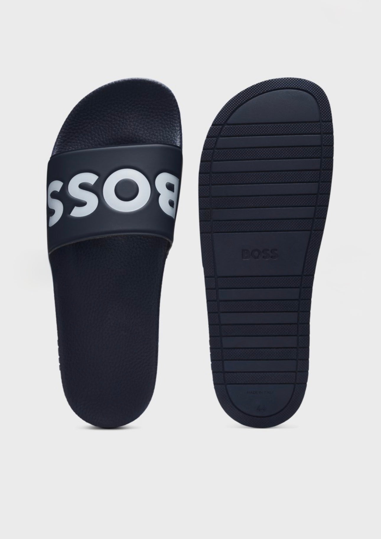 SANDALIAS BOSS AZUL MARINO LOGO BLANCO RELIEVE